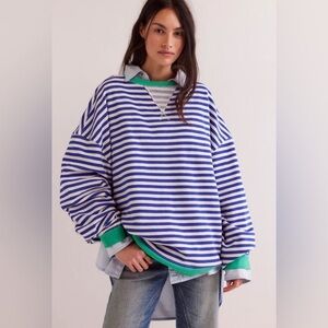FREE PEOPLE We The Free Classic Striped Crew in Sand Dollar combo